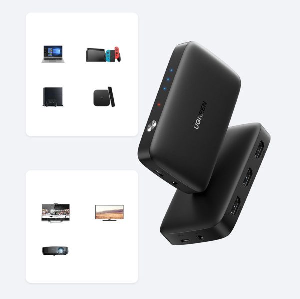 Slēdzis sadalītāja slēdzis HDMI slēdzis - 3x HDMI 4K 30Hz melns