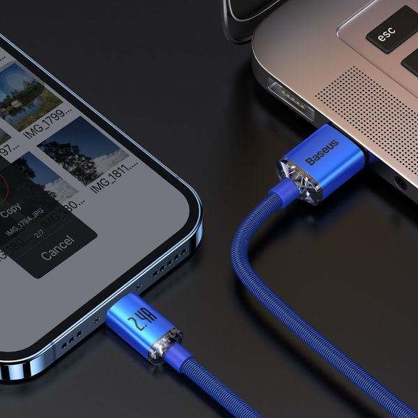 USB kabeļa kabelis - zibens ātrai uzlādēšanai un datu pārsūtīšanai 1,2 m zilā krāsā