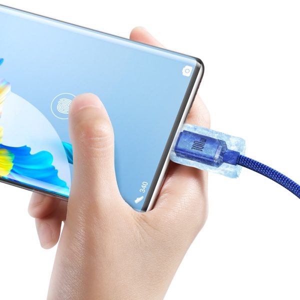 USB kabeļa kabelis - USB -C ātrai uzlādēšanai un datu pārsūtīšanai 2m zilā krāsā