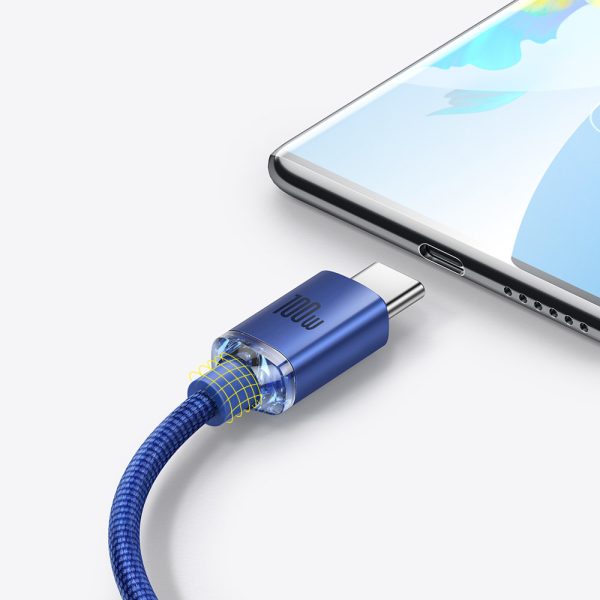 USB kabeļa kabelis - USB -C ātrai uzlādēšanai un datu pārsūtīšanai 2m zilā krāsā