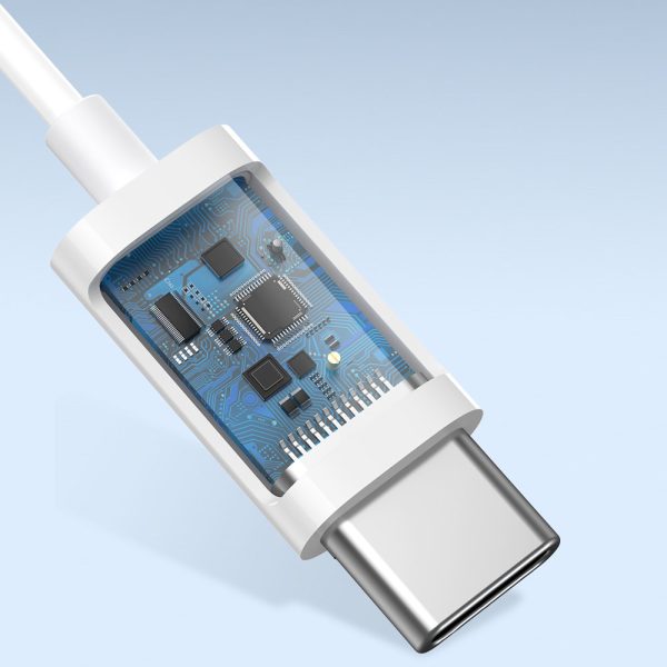 Austiņas uz kabeļa ar USB-C encok C17 balto mikrofonu