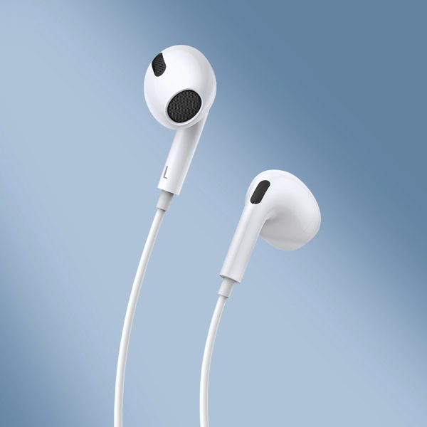 Austiņas uz kabeļa ar USB-C encok C17 balto mikrofonu