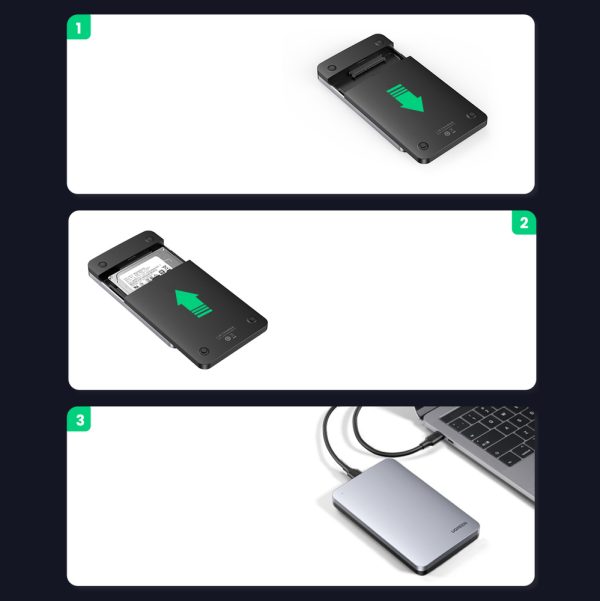 Kabatas korpuss cietajam diskam 2,5 '' SATA 3.0 6Gbps + USB kabelis - USB -C 0,5 m pelēks