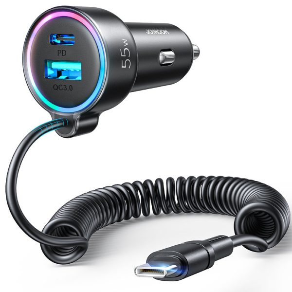 Ātrs 3in1 automašīnas lādētājs ar USB-C 1