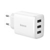 Kompakts 3x USB 17W baltais lādētājs
