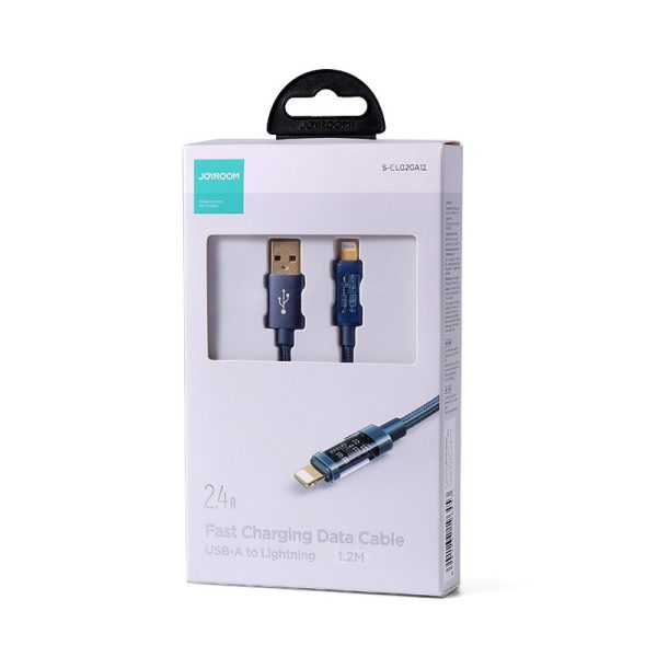USB iPhone kabelis - zibens uzlādes un datu pārraide 2,4A 20W 1,2 m zilā krāsā