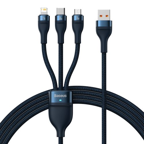 3in1 kabelis ātram USB-A USB-C microUSB zibens 66W 480MB/s 1