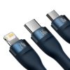 3in1 kabelis ātram USB-A USB-C microUSB zibens 66W 480MB/s 1,2m zilā krāsā