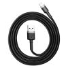 Izturīgs pīts kabelis iPhone USB - Lightning QC3.0 2,4A 1m melns un pelēks
