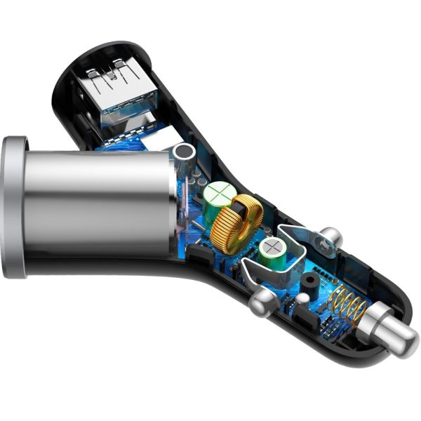 Automašīnas lādētājs Y-Type 2x USB + Lighter Socket 3,4A melns