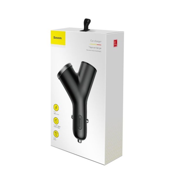 Automašīnas lādētājs Y-Type 2x USB + Lighter Socket 3,4A melns