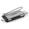 Universal SD karšu lasītāja mikro SD uz USB 3.0 un USB-C 3.0 pelēkā krāsā