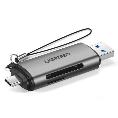 Universal SD karšu lasītāja mikro SD uz USB 3.0 un USB-C 3.0 pelēkā krāsā
