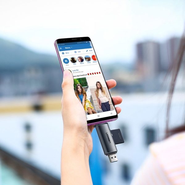 Universal SD karšu lasītāja mikro SD uz USB 3.0 un USB-C 3.0 pelēkā krāsā