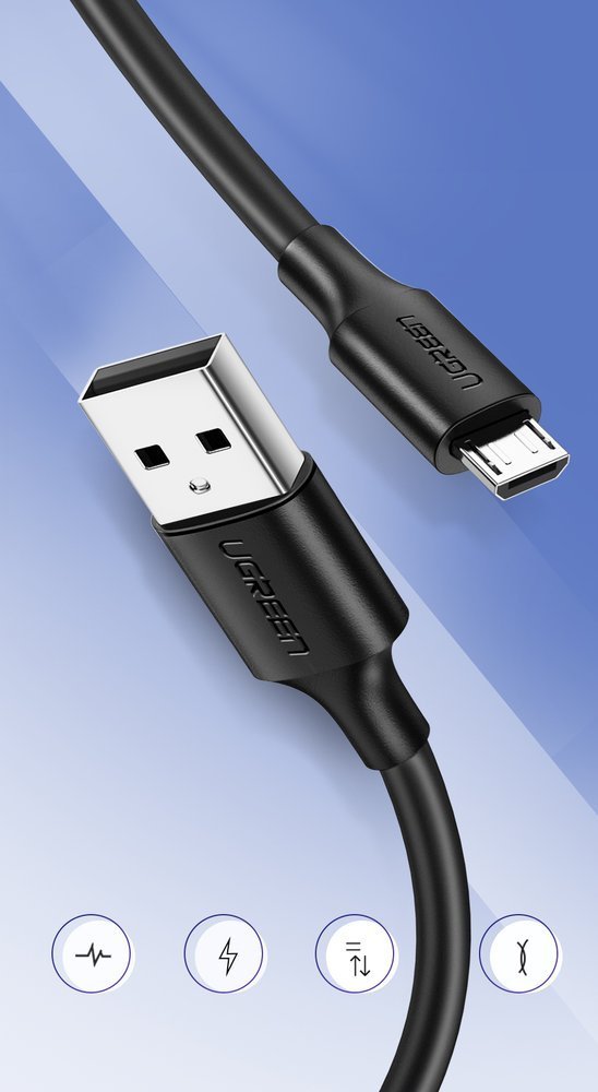 USB kabeļa kabelis - mikro USB 2A 1m melns