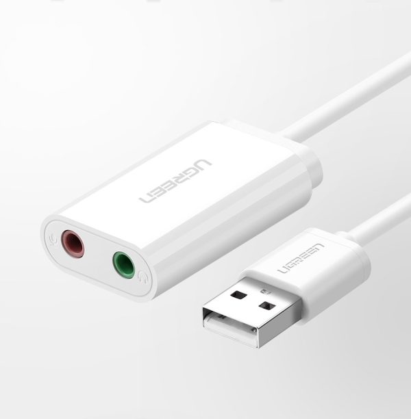 Ārējās skaņas kartes mūzikas adapteris USB - 3,5 mm mini domkrata kabelis 15cm melns