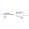 Austiņas 3,5 mm mini ligzda Aux + stereo mikrofona 20cm sudrabs