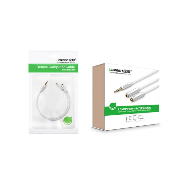 Austiņas 3,5 mm mini ligzda Aux + stereo mikrofona 20cm sudrabs