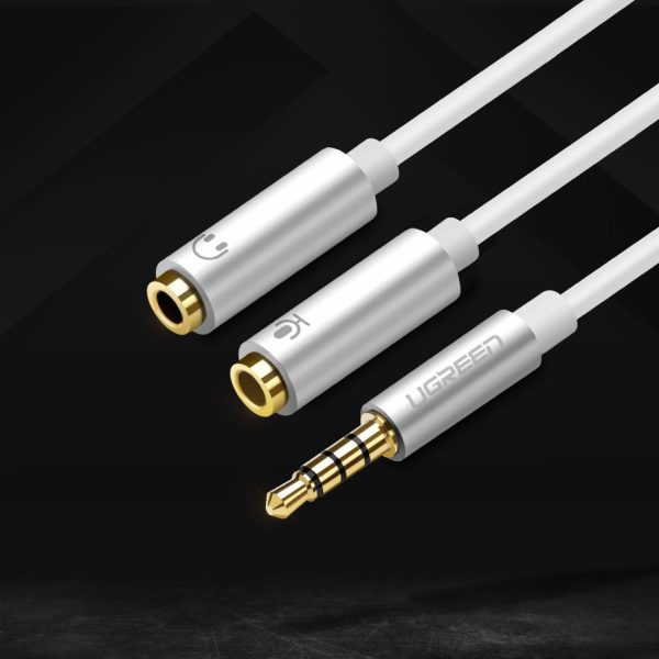 5 mm mini ligzda Aux + stereo mikrofona 20cm sudrabs