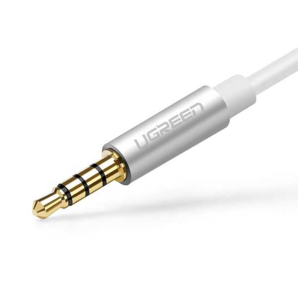 Austiņas 3,5 mm mini ligzda Aux + stereo mikrofona 20cm sudrabs