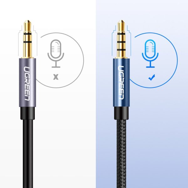 Kabeļa kabeļa pagarinātājs AUX 3,5 mm mini ligzdai 1m sudraba austiņas