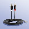 Kabeļa audio kabelis 3,5 mm mini ligzda - 2rca 3m melns