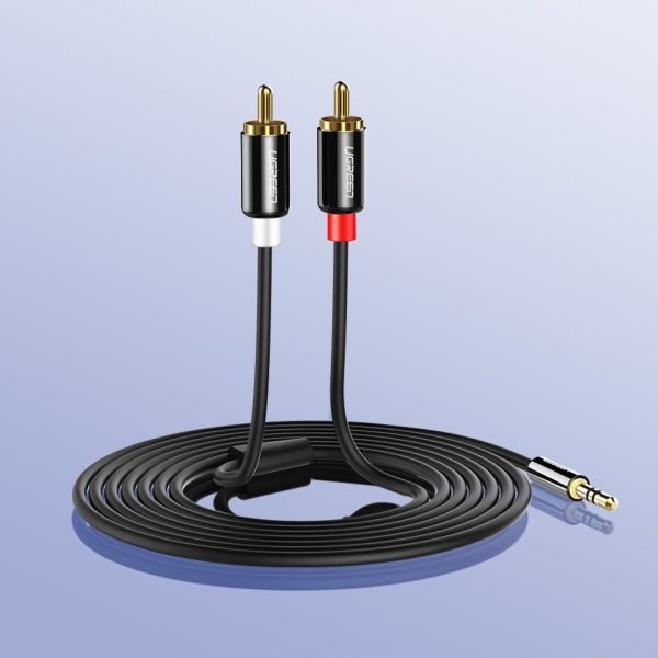 Kabeļa audio kabelis 3,5 mm mini ligzda - 2rca 3m melns