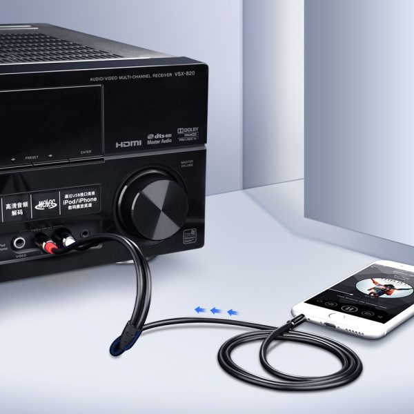 Kabeļa audio kabelis 3,5 mm mini ligzda - 2rca 3m melns