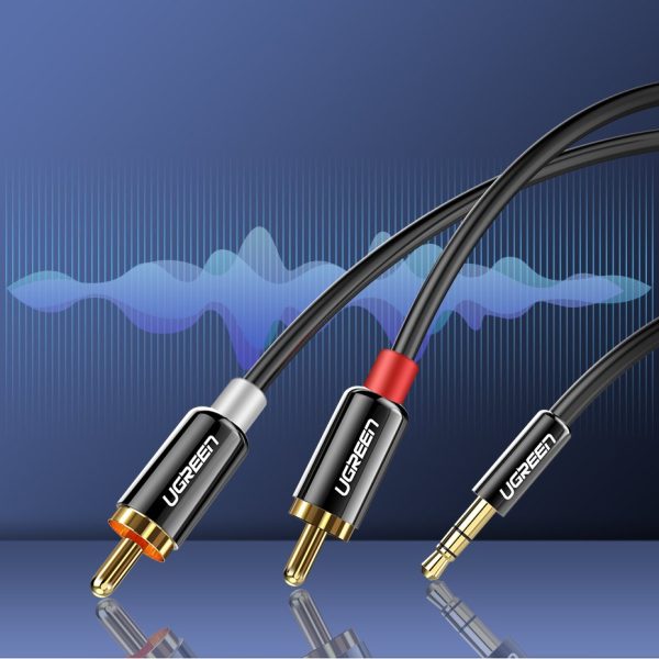 Kabeļa audio kabelis 3,5 mm mini ligzda - 2rca 3m melns