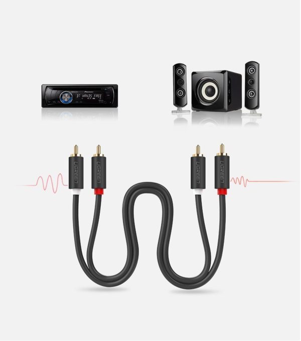 Kabeļa stereo audio kabelis 2 RCA 2x cinch 5m pelēks