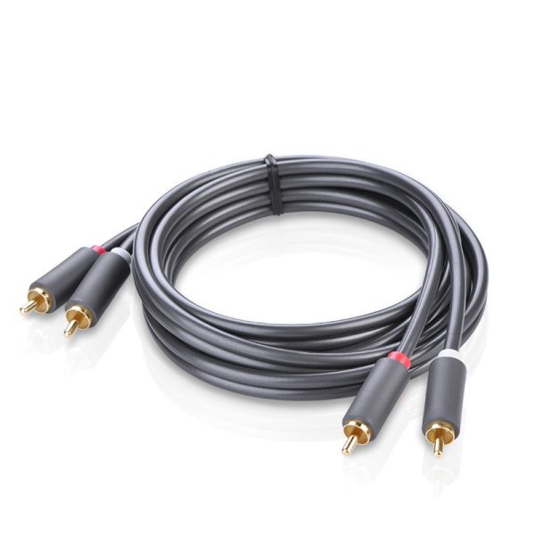 Kabeļa stereo audio kabelis 2 RCA 2x cinch 5m pelēks
