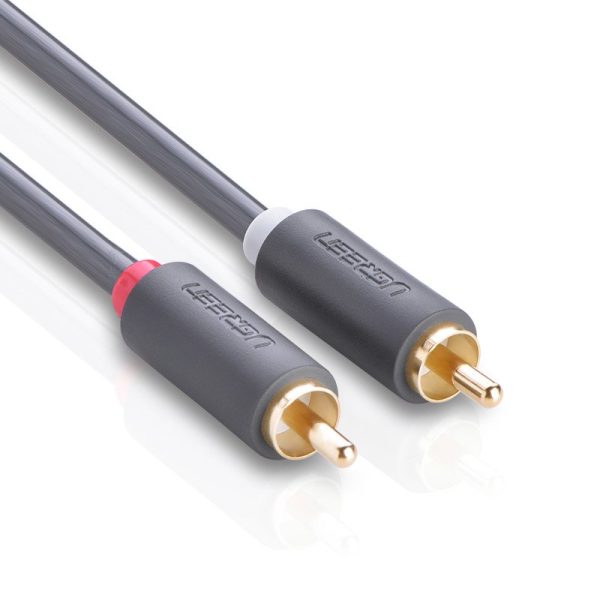 Kabeļa stereo audio kabelis 2 RCA 2x cinch 5m pelēks