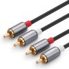 Kabeļa stereo audio kabelis 2 RCA 2x cinch 5m pelēks