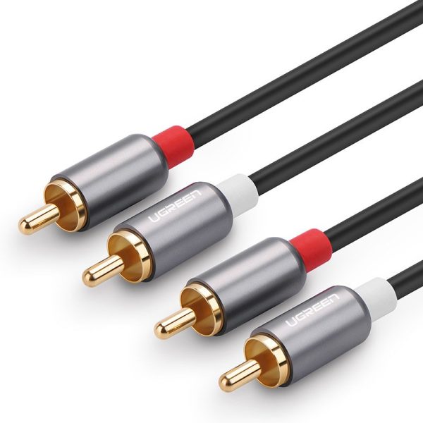 Kabeļa stereo audio kabelis 2 RCA 2x cinch 5m pelēks