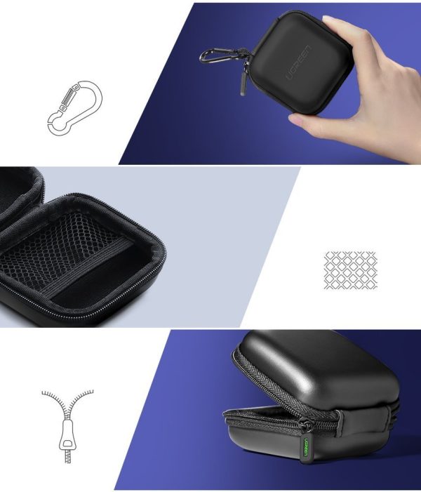 Gadījuma kaste austiņām un aksesuāriem GSM 8x8cm melnā krāsā