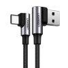 Leņķa kabelis USB pītā - USB -C ātrais lādiņš 3