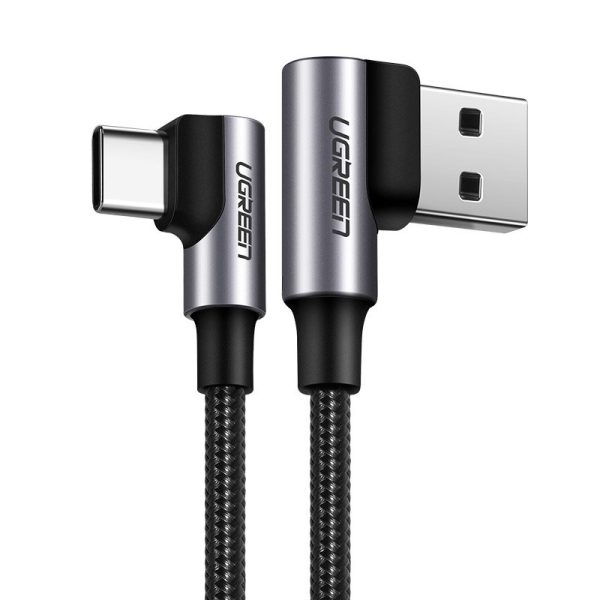 Leņķa kabelis USB pītā - USB -C ātrais lādiņš 3