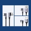Leņķa kabelis USB pītā - USB -C ātrais lādiņš 3,0 2m pelēks kabelis