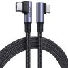 Leņķa kabelis USB-C ātrajā lādiņā PD 100W 2M melnais pīts kabelis