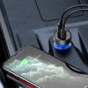 USB USB automašīnas lādētājs -C 65W 5A SCP QC PD LCD ekrāns + USB -C GREY