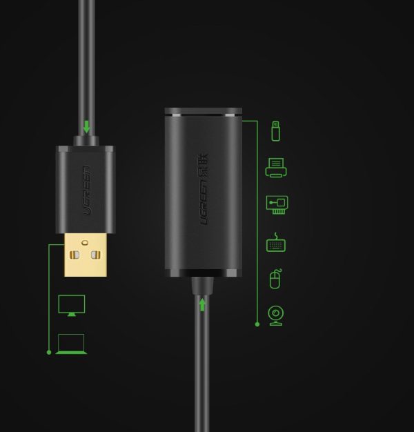 Pagarinājuma kabelis USB 2.0 480Mbps 5m melns