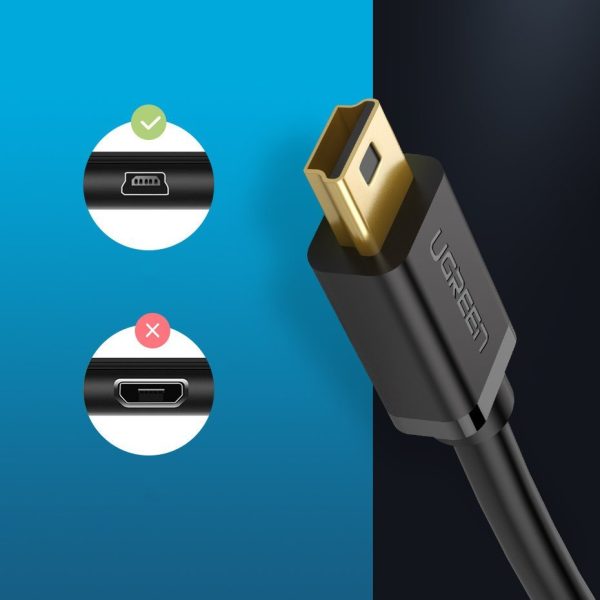 USB kabeļa kabelis - mini USB 480 Mbps 1,5m melns