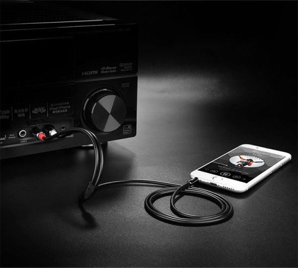 Kabeļa audio kabelis 3,5 mm mini ligzda - 2rca 2m melns