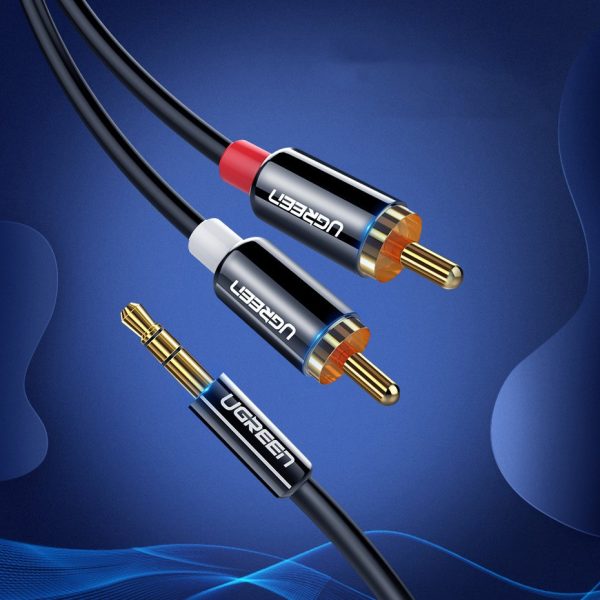 Kabeļa audio kabelis 3,5 mm mini ligzda - 2rca 2m melns