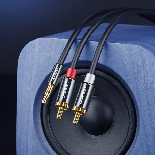 Kabeļa audio kabelis 3,5 mm mini ligzda - 2rca 2m melns