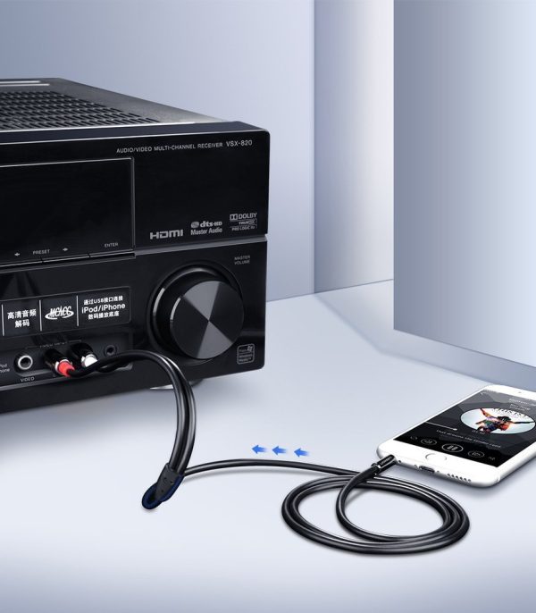 Kabeļa audio kabelis 3,5 mm mini ligzda - 2rca 2m melns