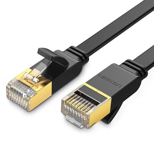 Plakana plākstera kabelis LAN STP RJ45 CAT 7 10Gbps 3m melns kabelis