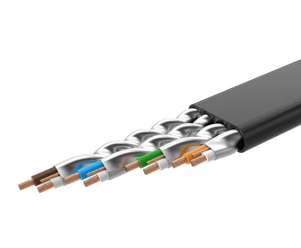 Plakana plākstera kabelis LAN STP RJ45 CAT 7 10Gbps 3m melns kabelis