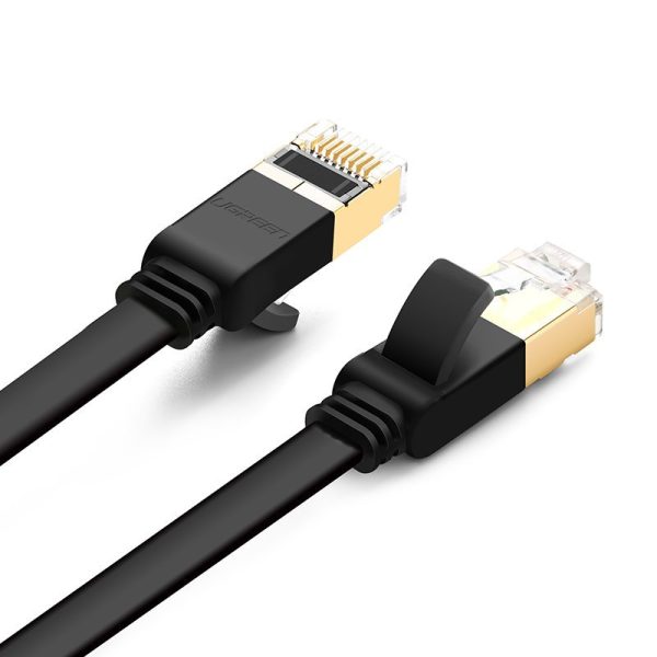 Plakana plākstera kabelis LAN STP RJ45 CAT 7 10Gbps 3m melns kabelis