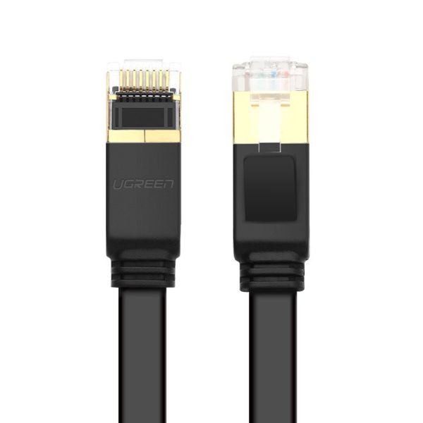 Plakana plākstera kabelis LAN STP RJ45 CAT 7 10Gbps 3m melns kabelis
